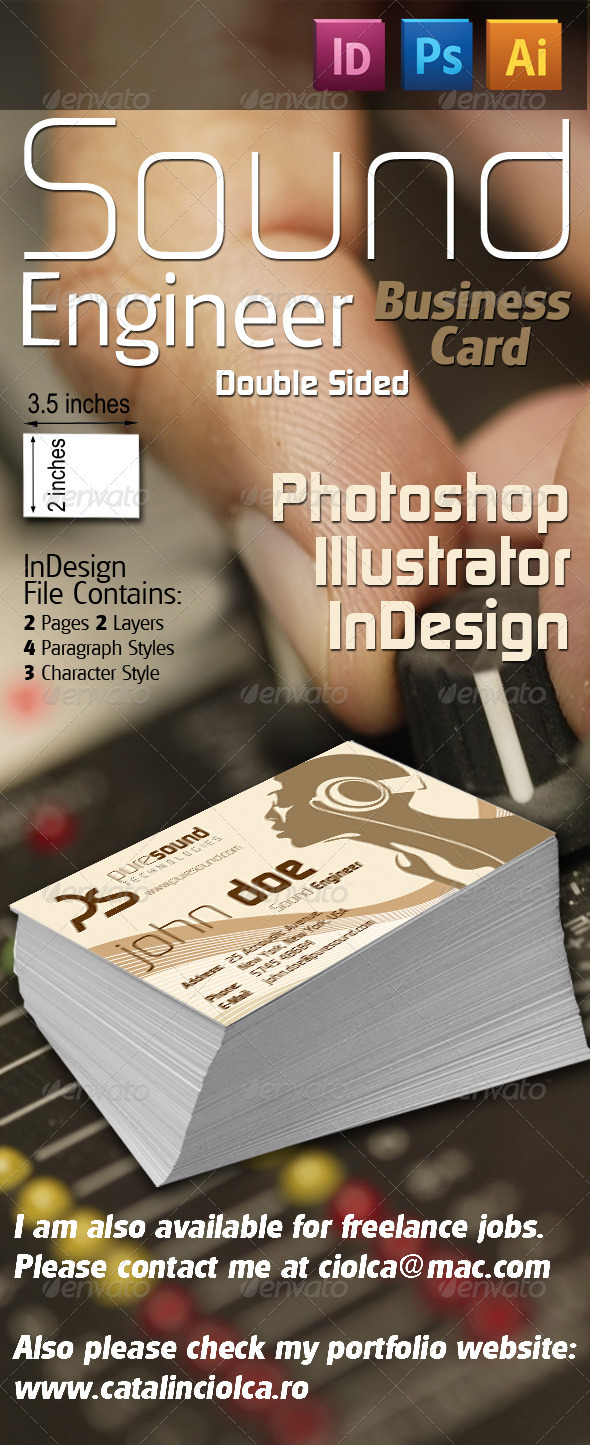 Sound Engineer Business Card, Print Templates | GraphicRiver