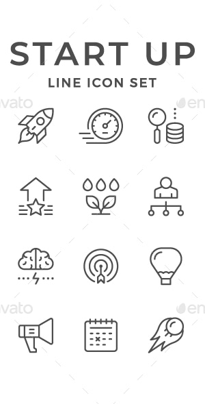 Set Line Icons of Start up, Icons | GraphicRiver