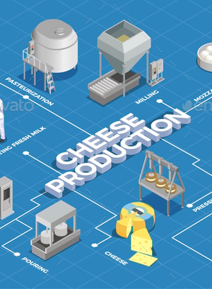 Cheese Production Isometric Flowchart, Vectors | GraphicRiver