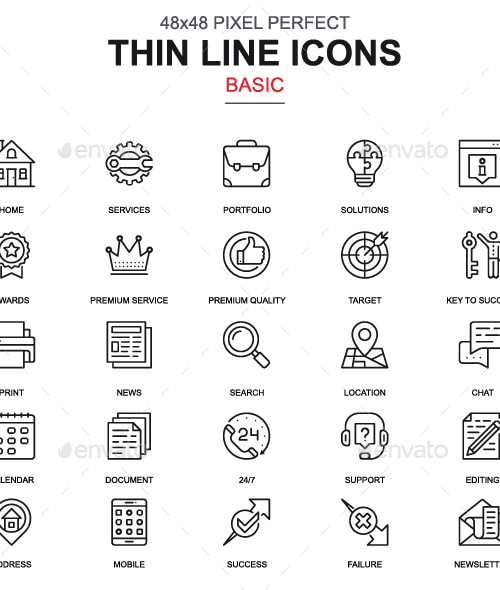 Line Basic Icons, Icons | GraphicRiver