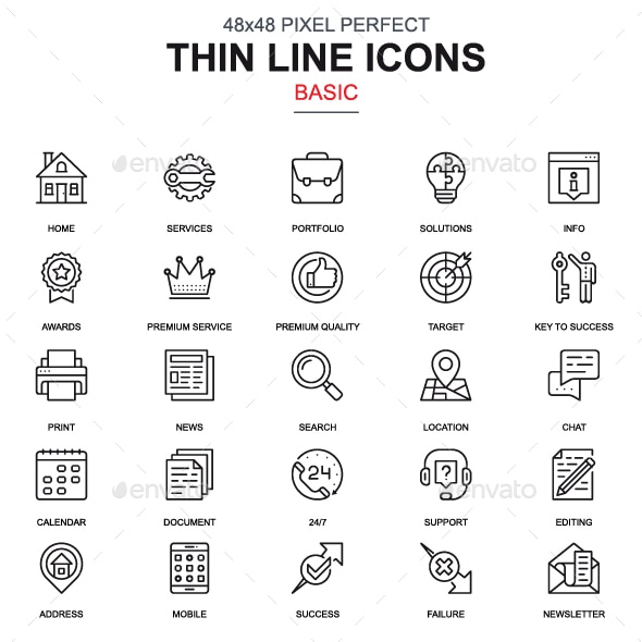 Line Basic Icons, Icons | GraphicRiver