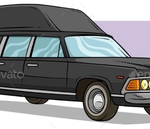 Cartoon Black Long Retro Car with Roof Rack, Vectors | GraphicRiver