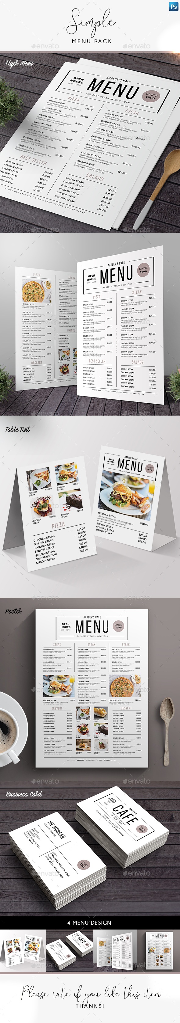 Simple Menu Pack, Print Templates | GraphicRiver
