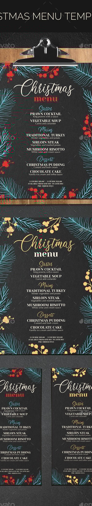 Christmas Festive Menu, Print Templates | GraphicRiver