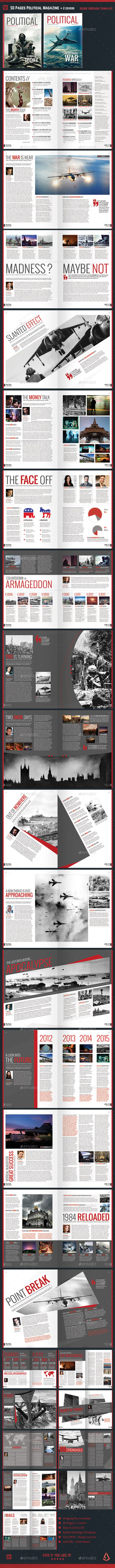 Political Magazine Template InDesign 50 Pages 2 Covers Infographics ...