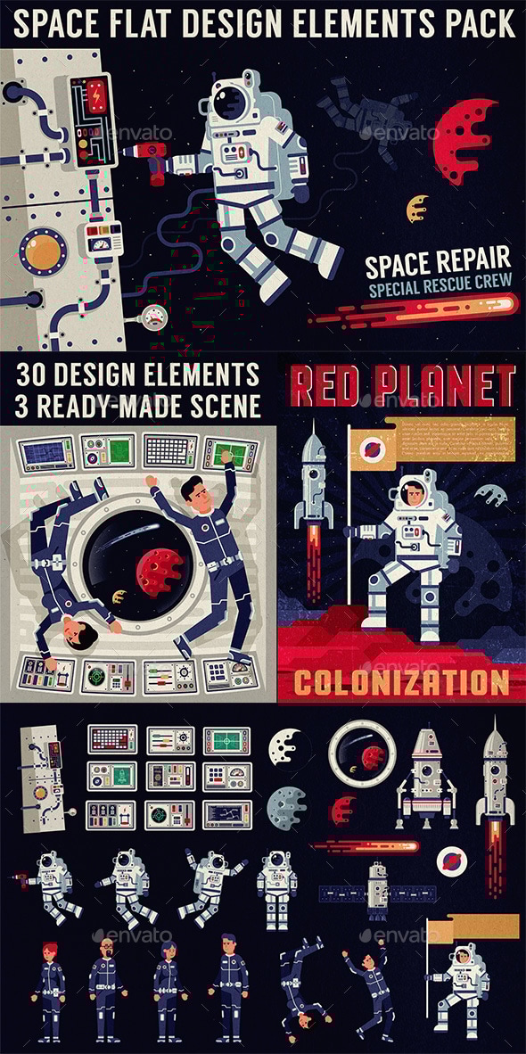 Space Design Elements Pack, Vectors | GraphicRiver