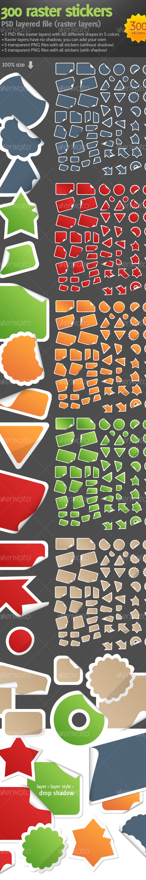 300 raster stickers, Graphics | GraphicRiver