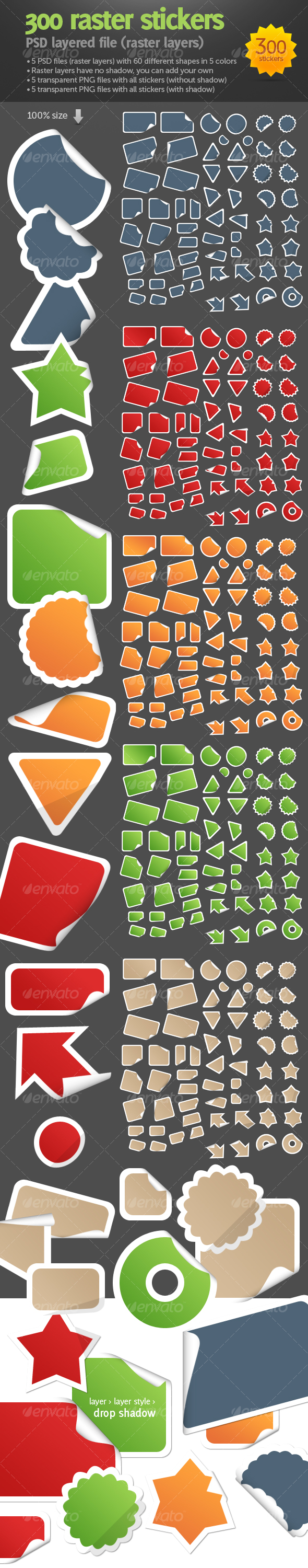 300 raster stickers, Graphics | GraphicRiver