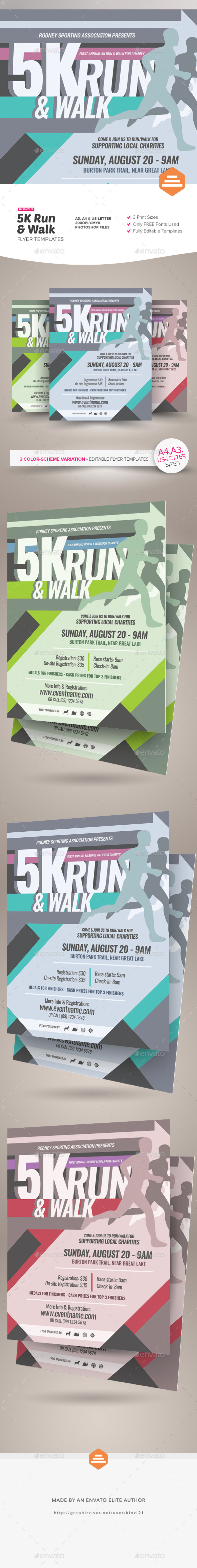 5K Run Flyer and Poster Templates, Print Templates | GraphicRiver