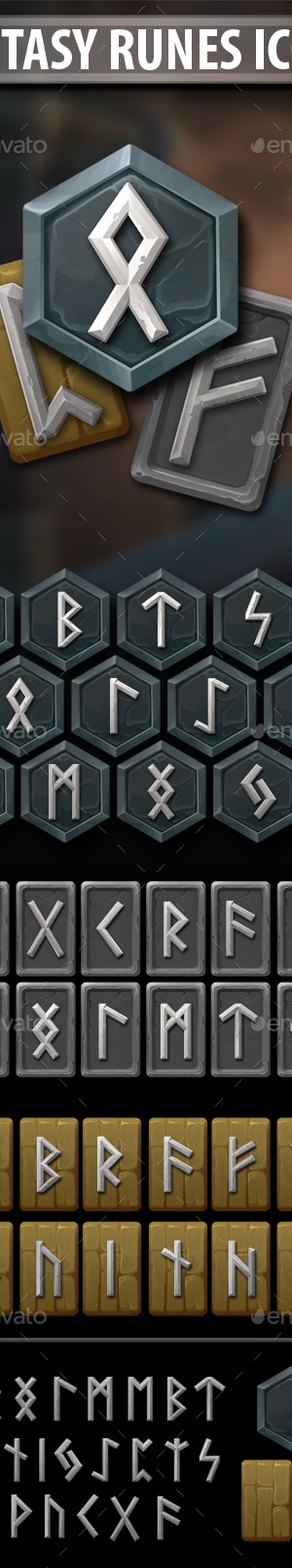 Fantasy Runes Icons, Game Assets | GraphicRiver