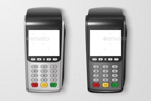 Vector Realistic Payment Machine Set POS, Vectors | GraphicRiver
