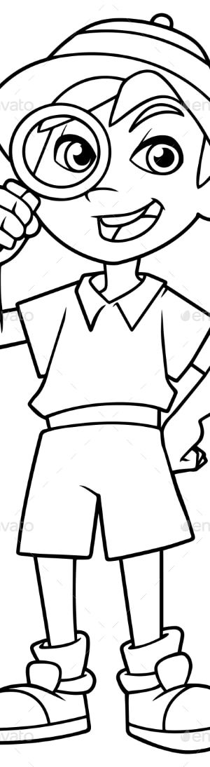 Little Explorer Line Art, Vectors | GraphicRiver