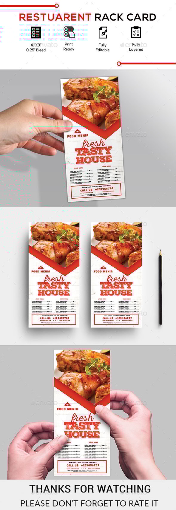 Restaurant Rack Card, Print Templates | GraphicRiver