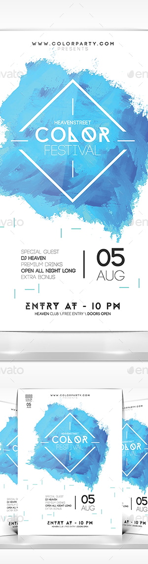 Color Party Festival Flyer, Print Templates | GraphicRiver