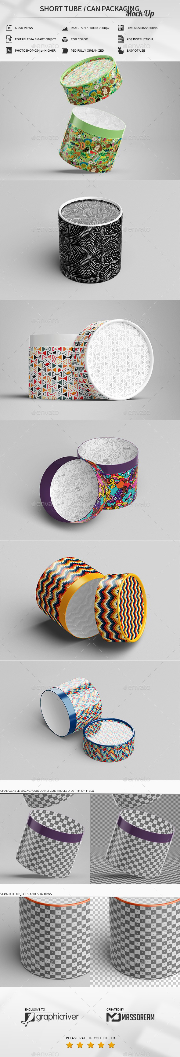 Short Tube / Can Packaging Mock-Up, Graphics | GraphicRiver