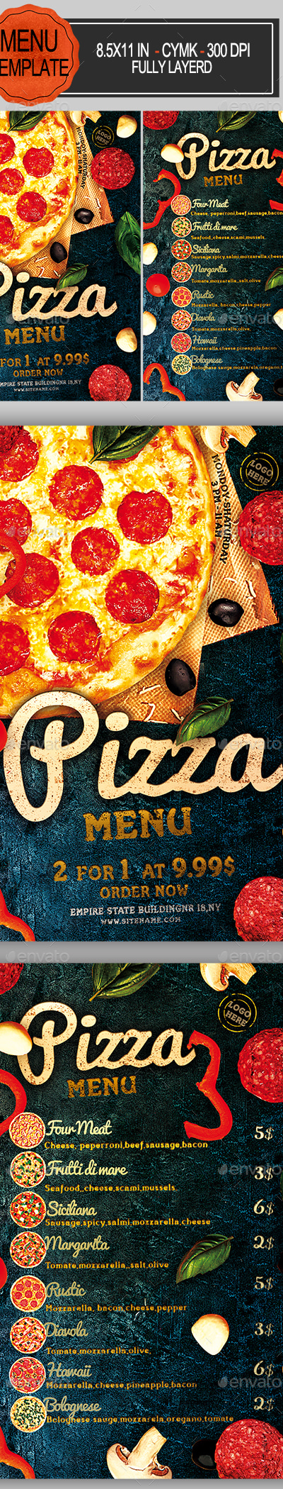 Pizza Menu, Print Templates | GraphicRiver