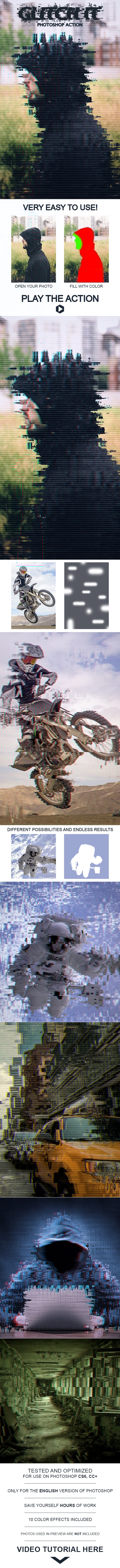 Glitch It Photoshop Action - Photo Effects Actions