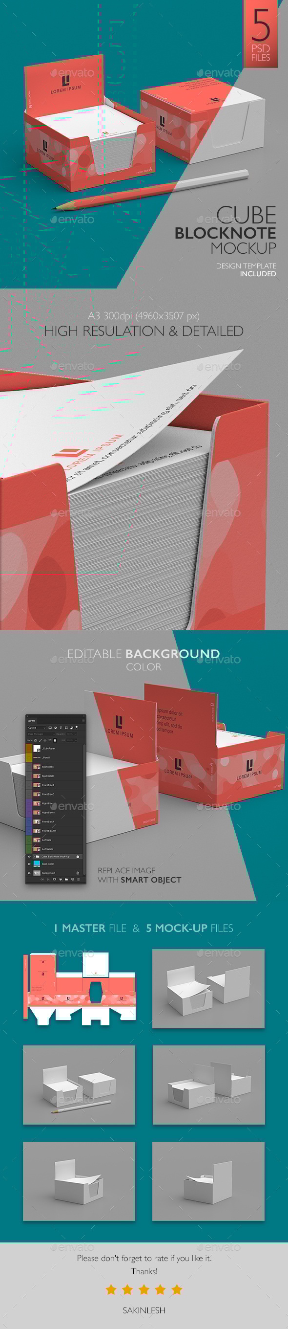 Cube Block Note Mock-Up, Graphics | GraphicRiver