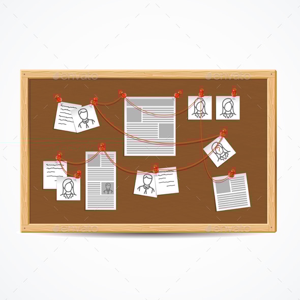 Realistic Detailed Investigation Board or Detective Map, Vectors ...