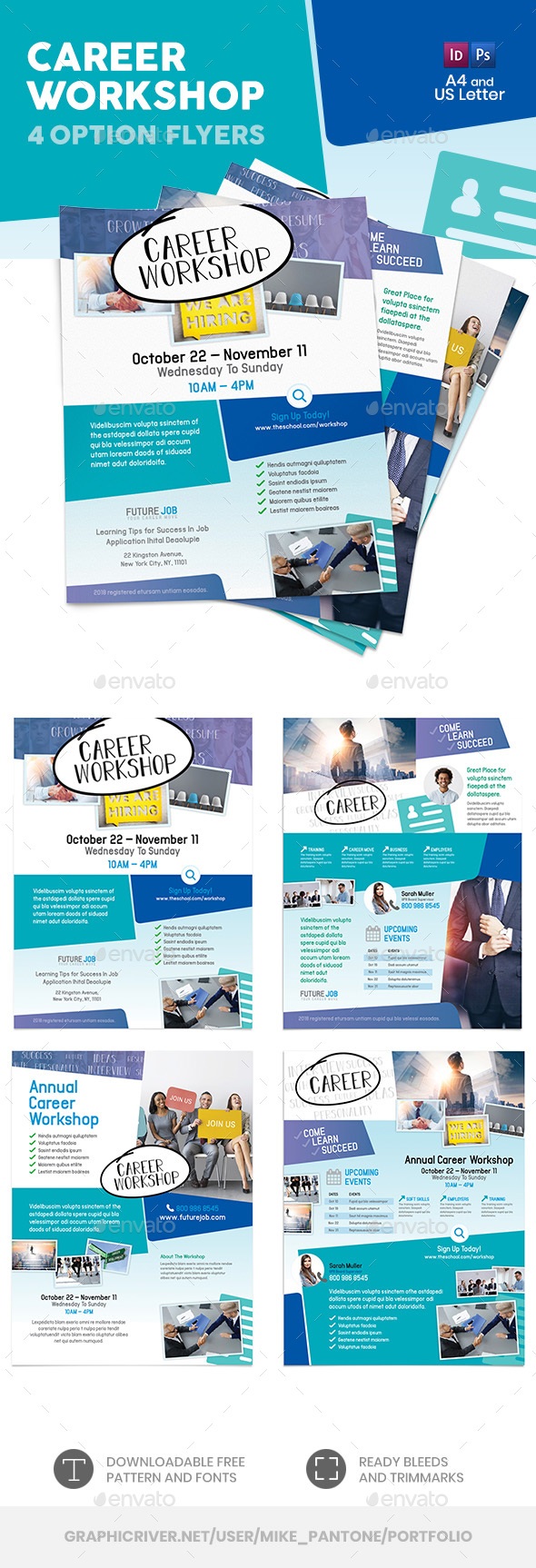 Career Workshop Flyers – 4 Options, Print Templates | GraphicRiver