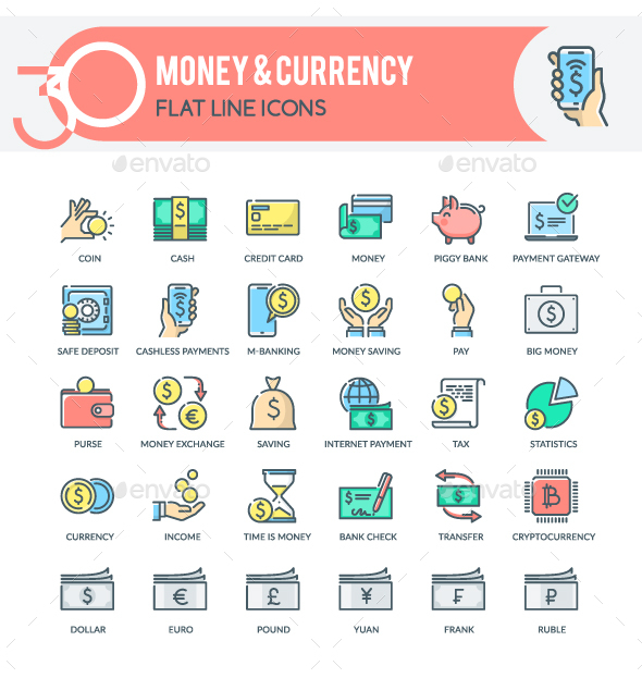 Money and Currency Icons, Icons | GraphicRiver
