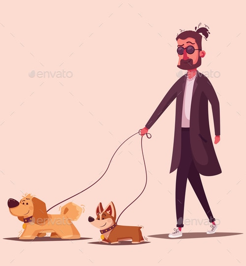 Man Walking With A Dog Cartoon Vector Vectors GraphicRiver man-walking-with-a-dog-cartoon-vector-vectors-graphicriver