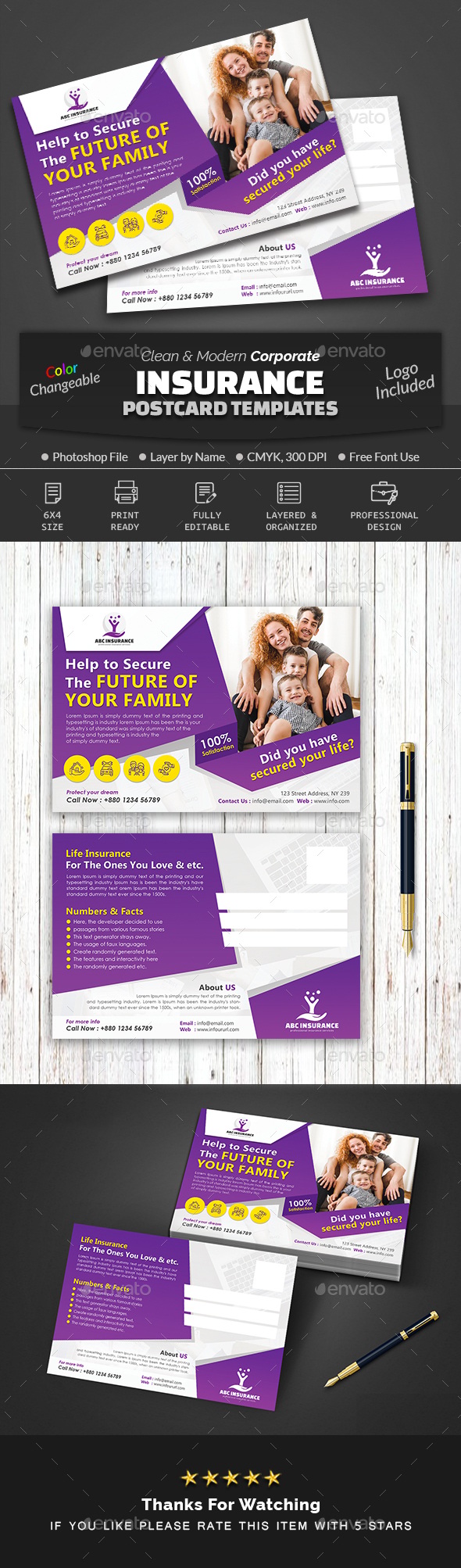 Insurance Business Marketing Postcard, Print Templates | GraphicRiver