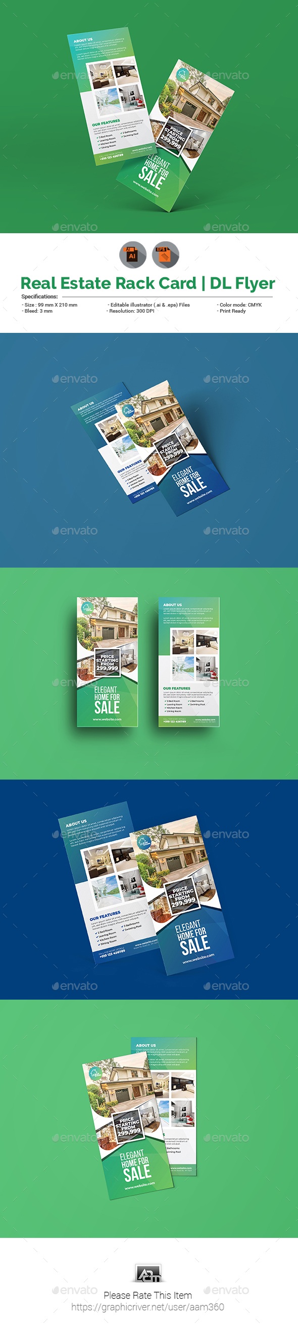 Real Estate Rack DL Flyer Template, Print Templates | GraphicRiver