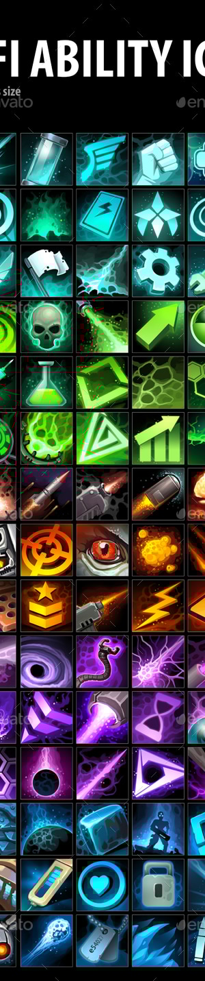 Sci-Fi Ability Icons, Game Assets | GraphicRiver