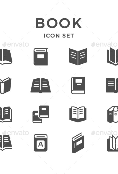 Set Icons of Book, Icons | GraphicRiver