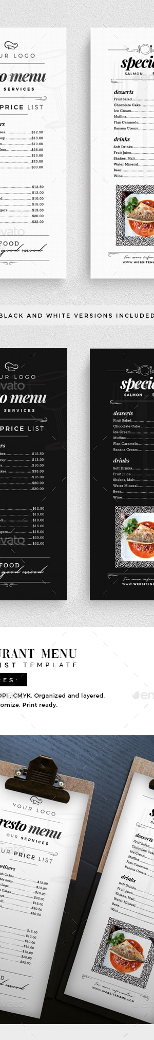 Restaurant Menu Price List Template, Print Templates | GraphicRiver