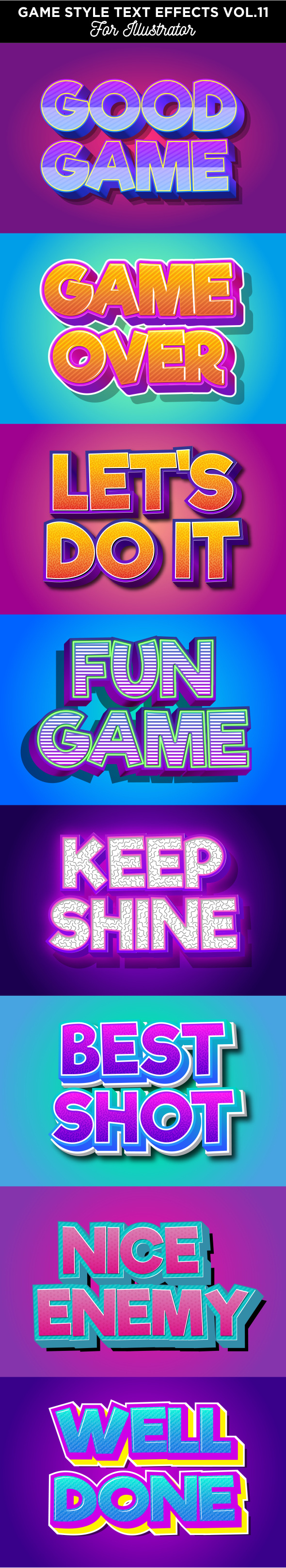 Game Style Text Effect for Illustrator, Add-ons | GraphicRiver