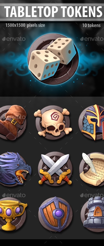 Tabletop Tokens, Game Assets | GraphicRiver