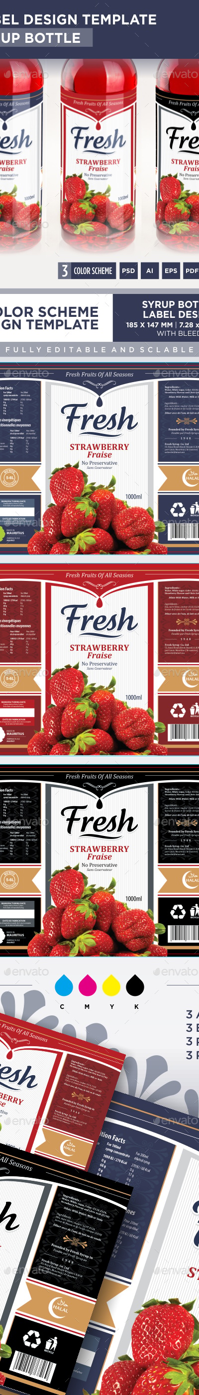 Syrup Bottle Label Design Template, Graphics | GraphicRiver