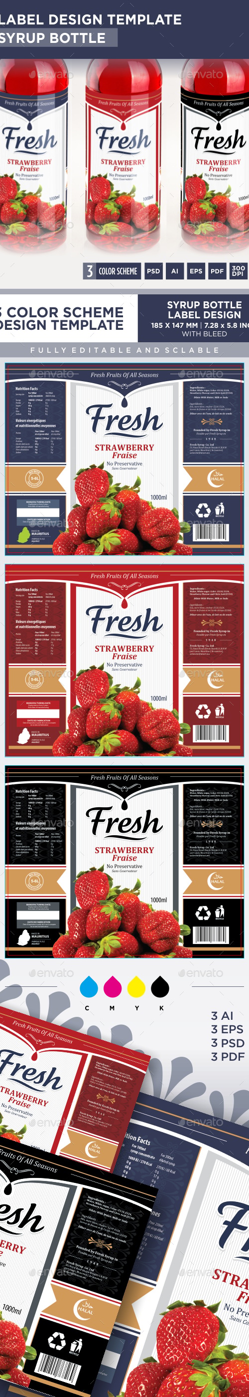 Syrup Bottle Label Design Template, Graphics | GraphicRiver