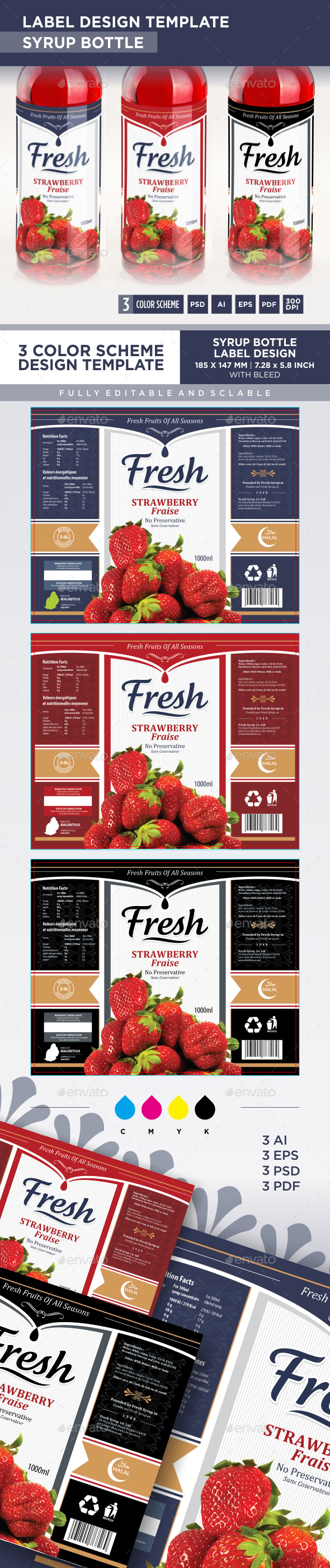 Syrup Bottle Label Design Template, Graphics | GraphicRiver