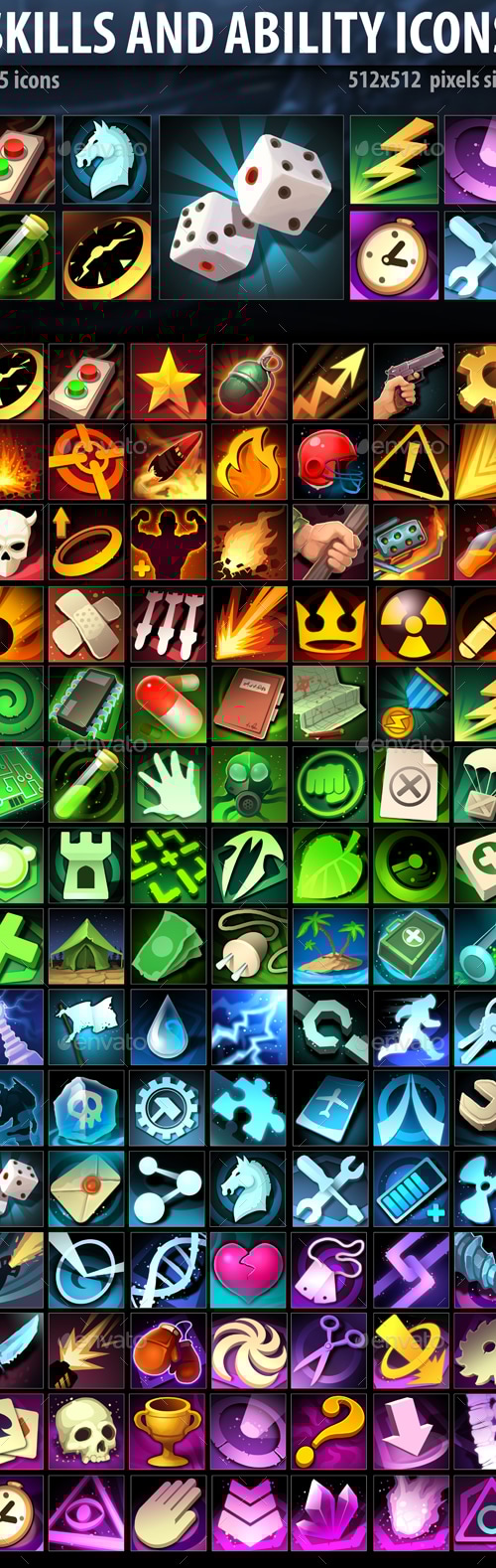 Skills and Ability Icons, Game Assets | GraphicRiver