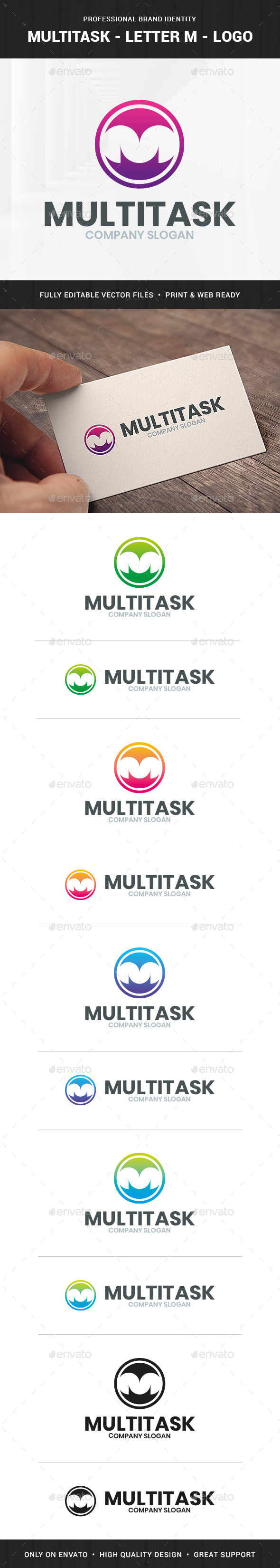 Multitask - Letter M Logo, Logo Templates | GraphicRiver
