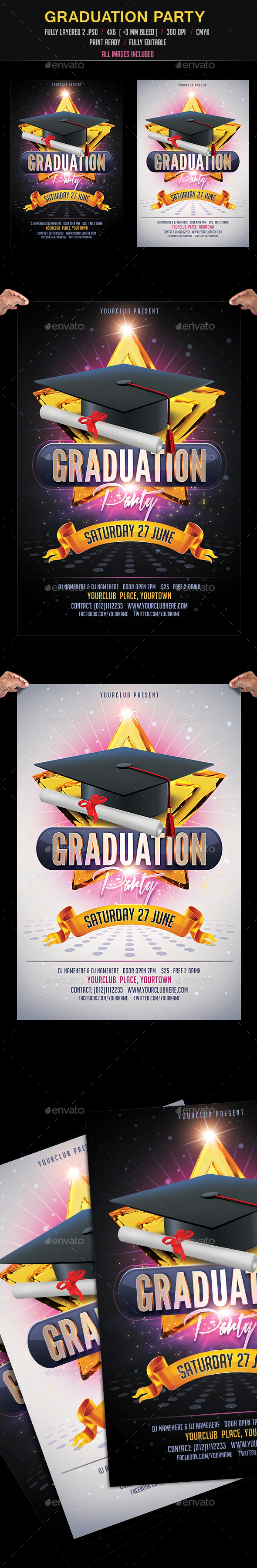 Graduation Party Flyer, Print Templates | GraphicRiver