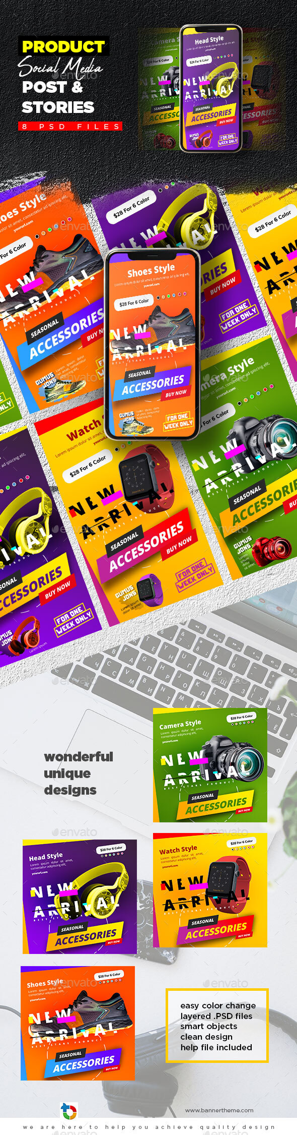 Product Social Media Post & Stories, Web Elements | GraphicRiver