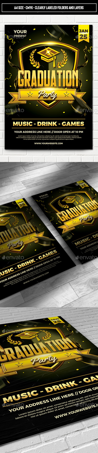 Graduation Party Flyer Template, Print Templates | GraphicRiver