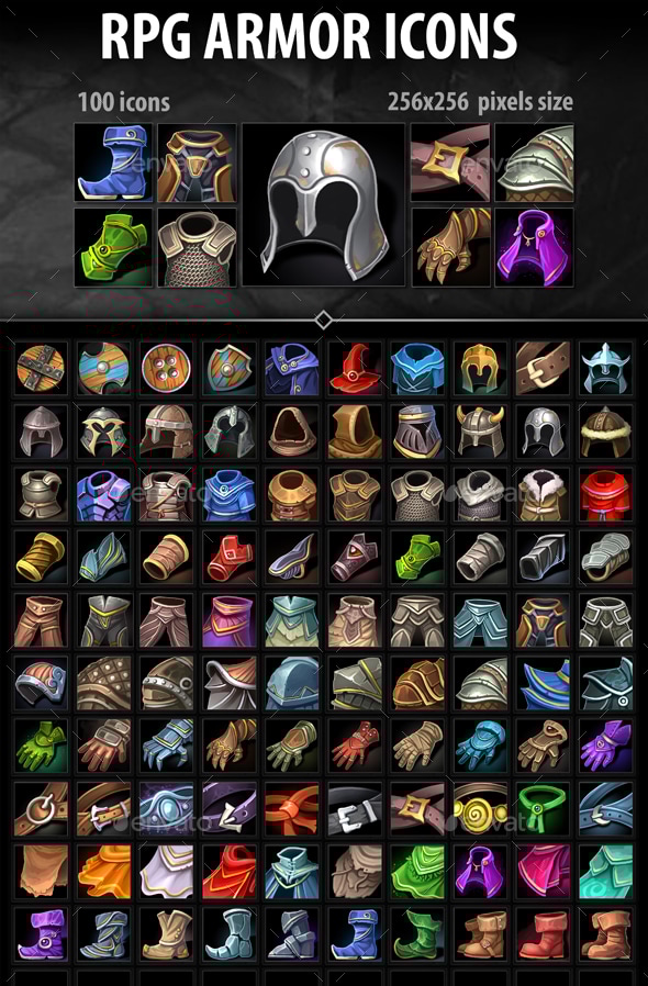 RPG Armor Icons, Game Assets GraphicRiver