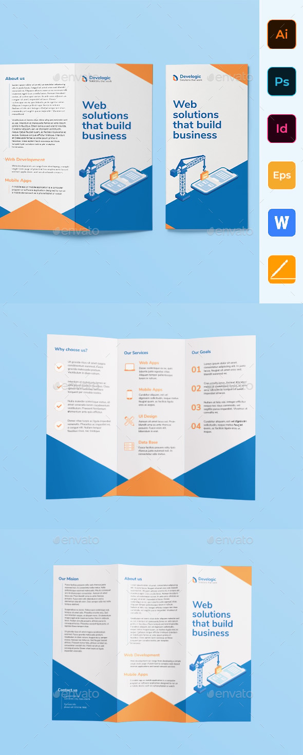 Web And Mobile App Trifold Brochure, Print Templates | GraphicRiver