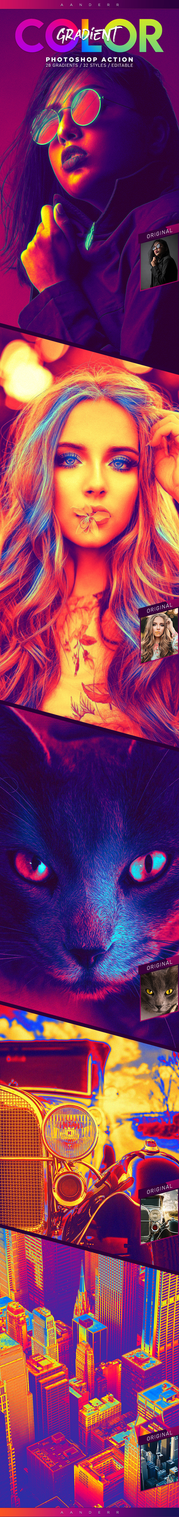 Color Gradient Photoshop Action - Photo Effects Actions