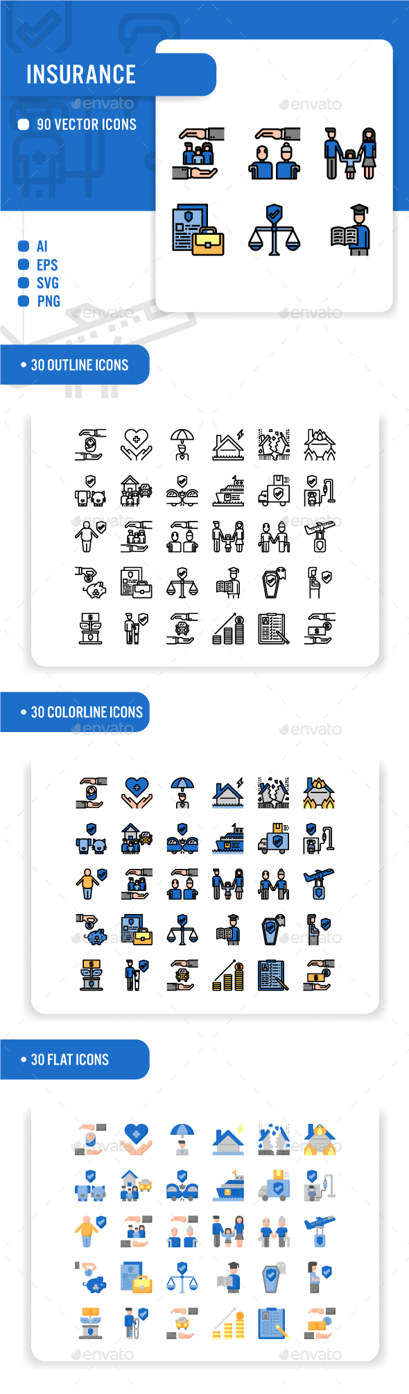 Insurance Icon Set, Icons | GraphicRiver