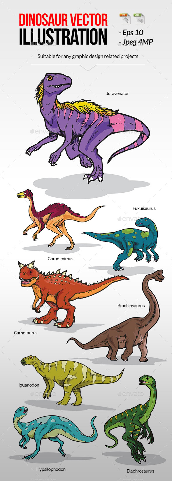 Dinosaur Vector Illustration, Vectors | GraphicRiver