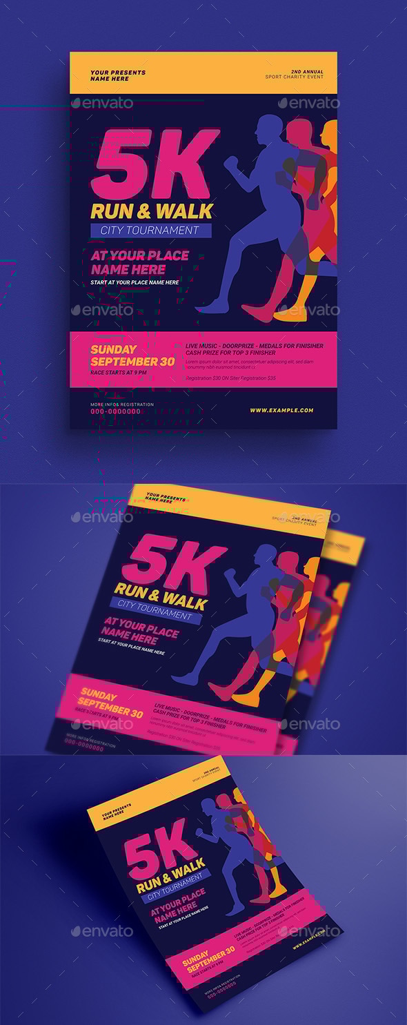 5k Run & Walk Event Flyer, Print Templates | GraphicRiver