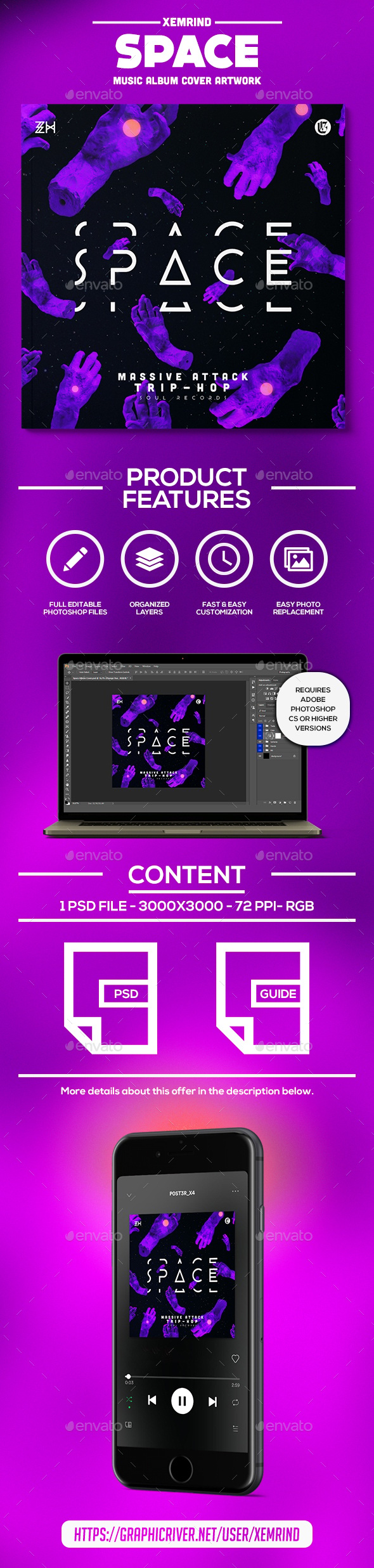 Space Album Cover Artwork Template, Web Elements GraphicRiver