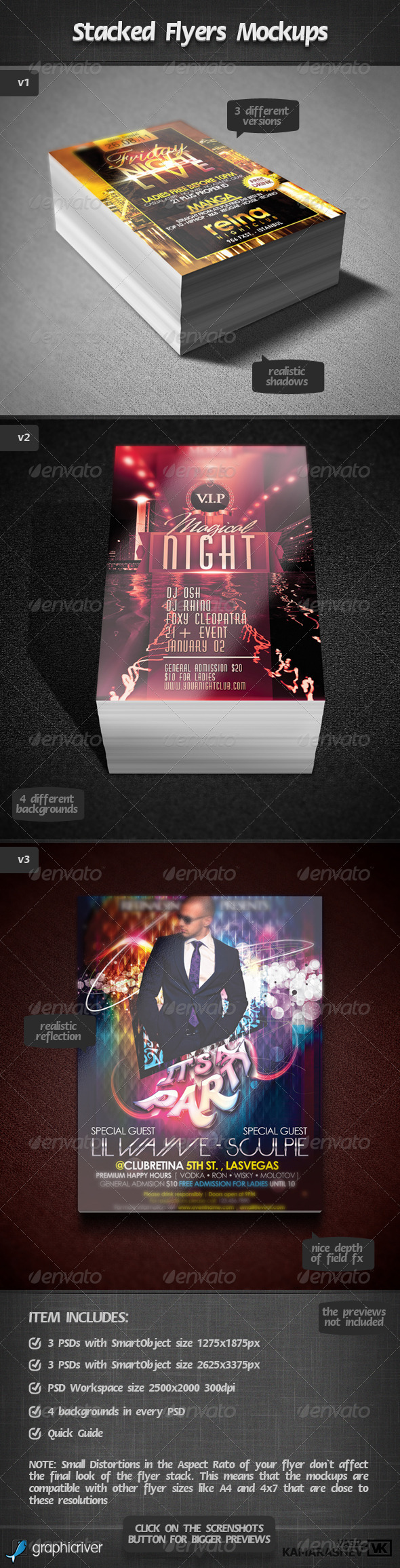 Stacked Flyers Mockups, Graphics | GraphicRiver