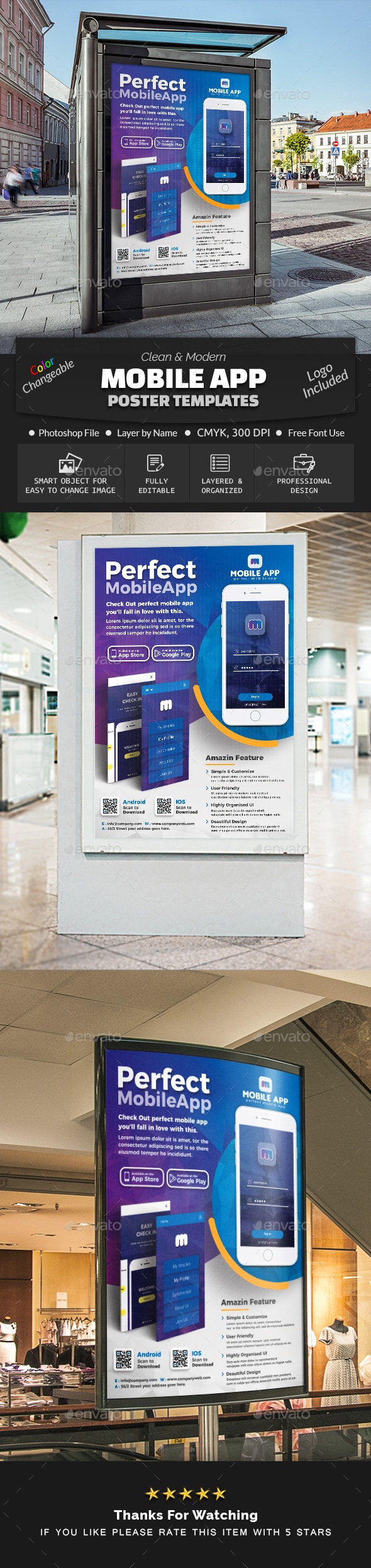 Mobile App Poster Template, Print Templates | GraphicRiver